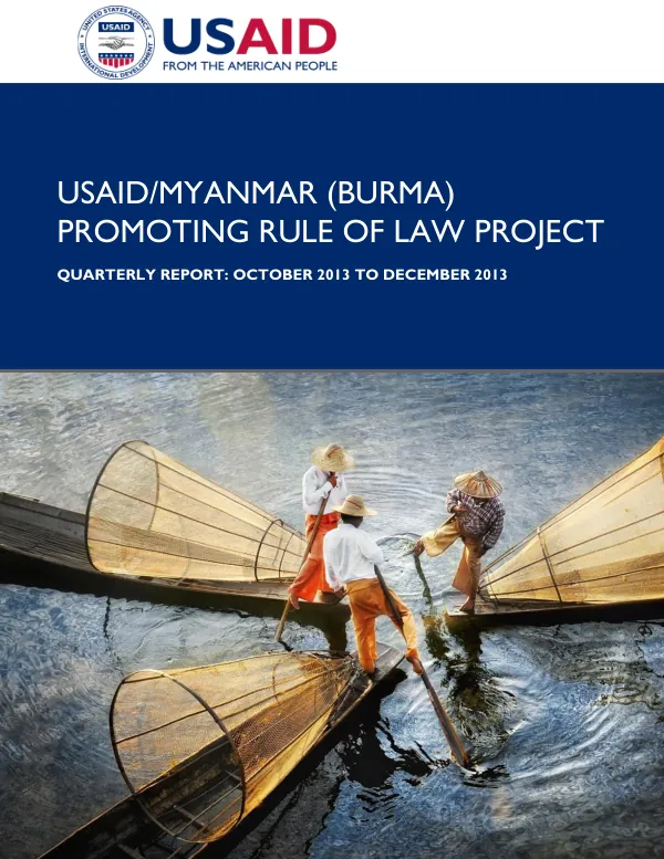 Quarterly Report: October 2013 to December 2013 for USAID Promoting Rule of Law Project (PRLP)