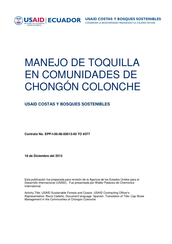 Cap Straw Management in the Communities of Chongon Colonche