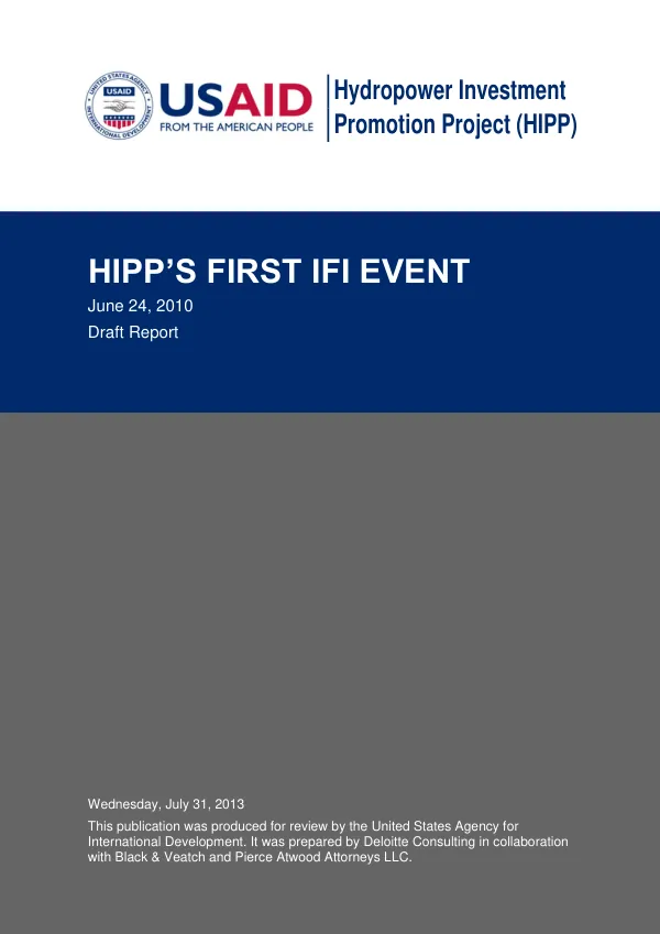 Hydropower Investment Promotion Project (HIPP) Final Report