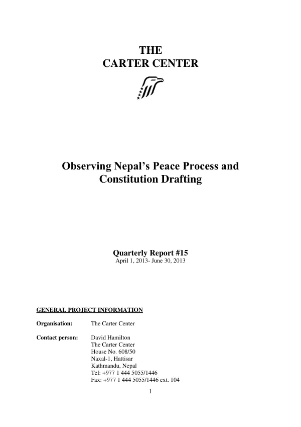 Quarterly Report #15: Observing Nepal’s Peace Process and Constitution Drafting