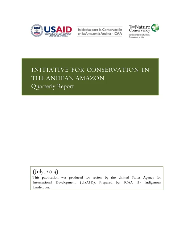 Indigenous Landscapes | ICAA: Initiative for Conservation in the Andean Amazon Quarterly Report (July, 2013)