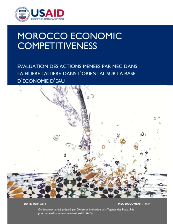 ECONOMIE D’EAU DANS LA FILIERE LAITIERE DANS L’ORIENTAL