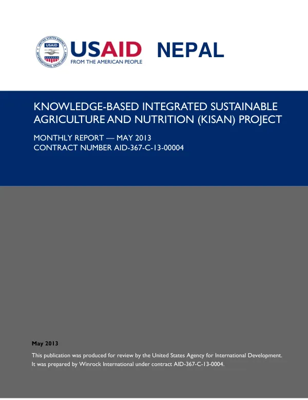 Knowledge-Based Integrated Sustainable Agriculture and Nutrition (KISAN) Project Year 1 Monthly Progress Report