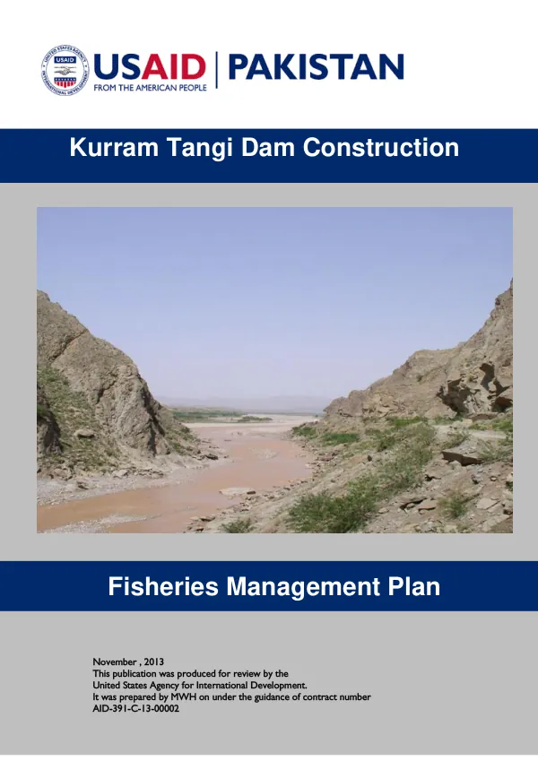 Fisheries Management Plan for the Kurram Tangi Dam Project