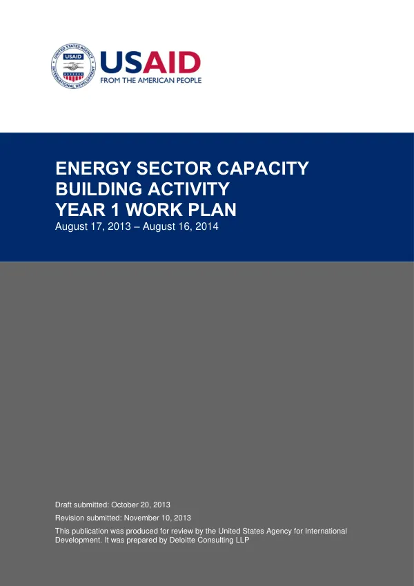 USAID/Jordan Energy Sector Capacity Building Activity Year 1 Work Plan