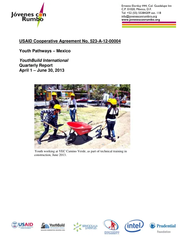 Youth Pathways – Mexico: Quarterly Report April 1 – June 30, 2013