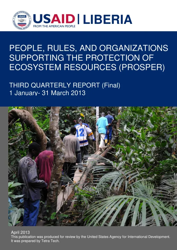 People, Rules, and Organizations Supporting the Protection of Ecosystem Resources (PROSPER) Third Quarterly Report (Final)