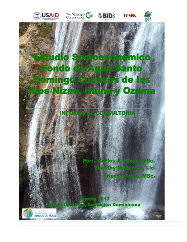 Estudio Socioeconómico Fondo de Agua Santo Domingo: Cuencas de los Ríos Nizao, Haina y Ozama