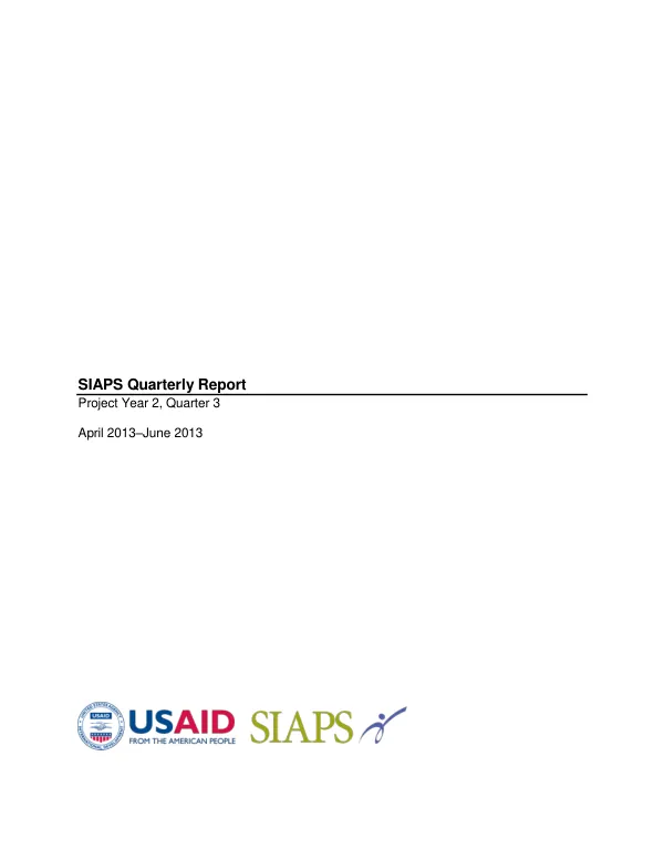 SIAPS Quarterly Report: Year 2 Quarter 3