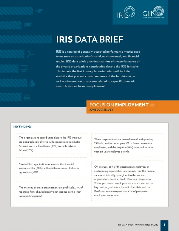 IRIS Data Brief: Focus on Employment