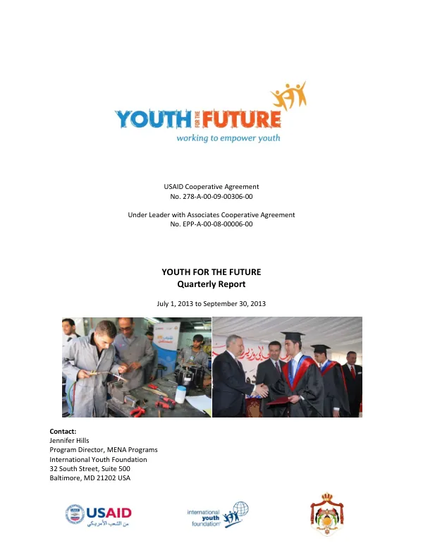 Youth for the Future Quarterly Report July 1, 2013 to September 30, 2013