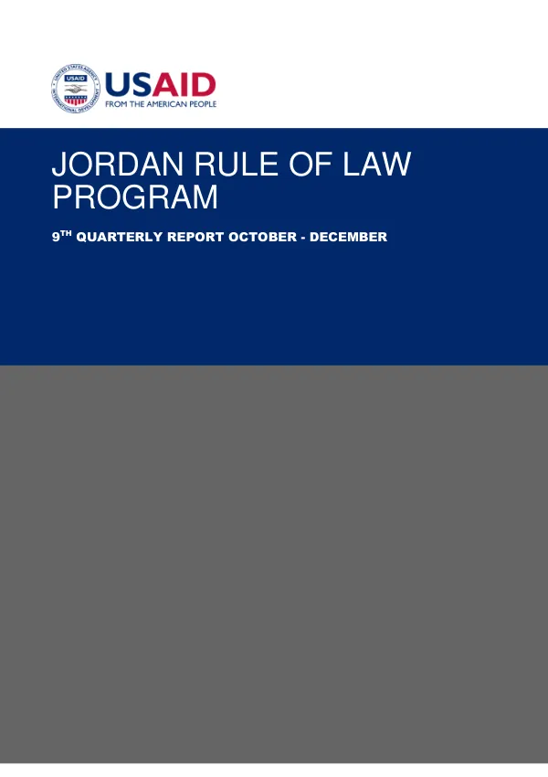 9th Quarterly Report: Jordan Rule of Law Program