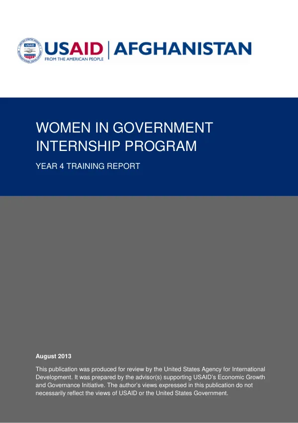 Women in Government Internship Program Year 4 Training Report