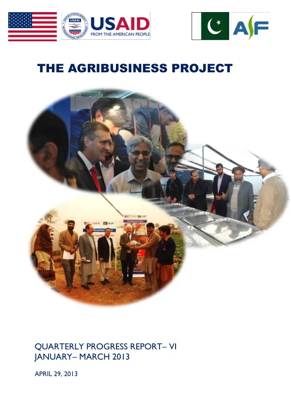 Quarterly Progress Report– VI (January– March 2013)