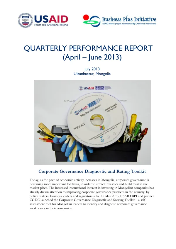 Quarterly Performance Report (April – June 2013)
