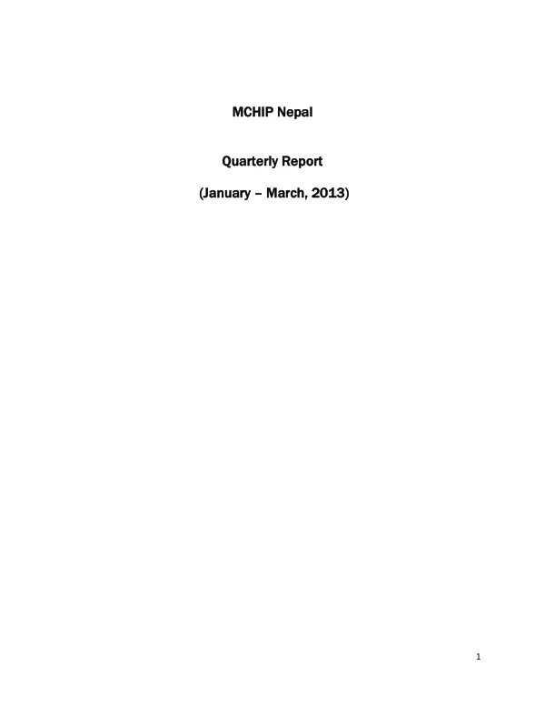 Quarterly Report Format for MCHIP Country Programs (2011)