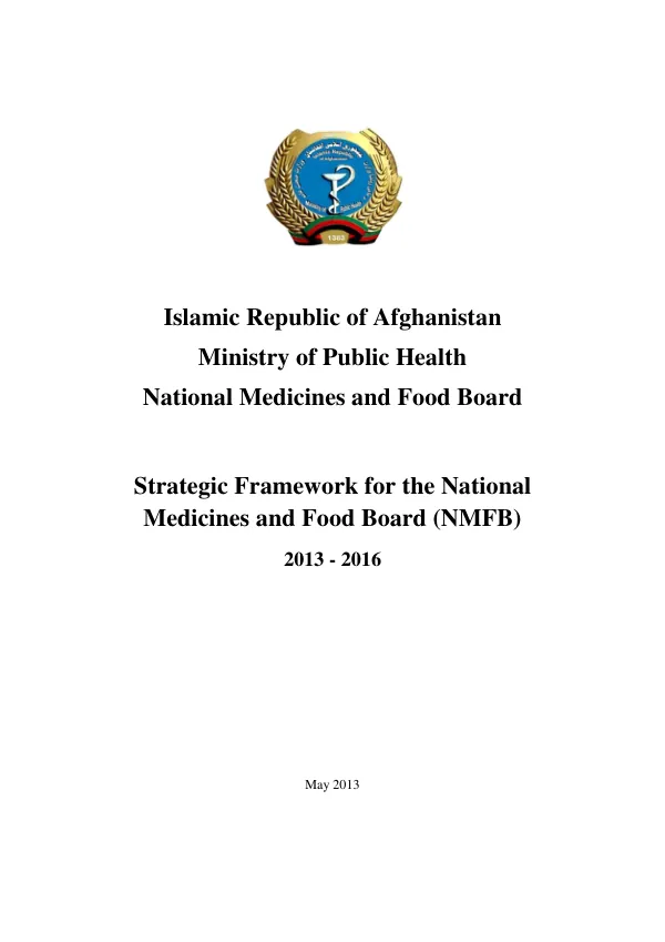 Strategic Framework for the National Medicines and Food Board (NMFB) 2013 - 2016