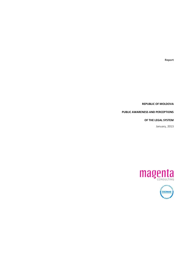 Public Awareness and Perceptions of the Legal System in Moldova
