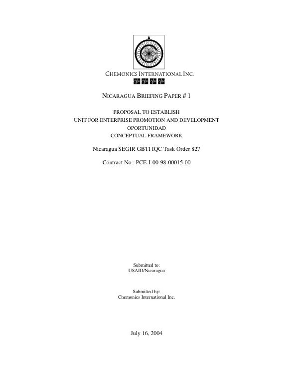 Proposal to establish Unit for Enterprise Promotion and Development, Oportunidad -- conceptual framework