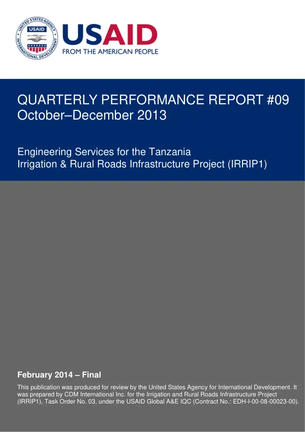 Quarterly Performance Report #09: October–December 2013