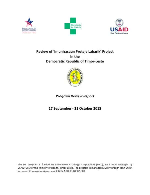 Program Review Report: Imunizasaun Proteje Labarik (IPL) Project