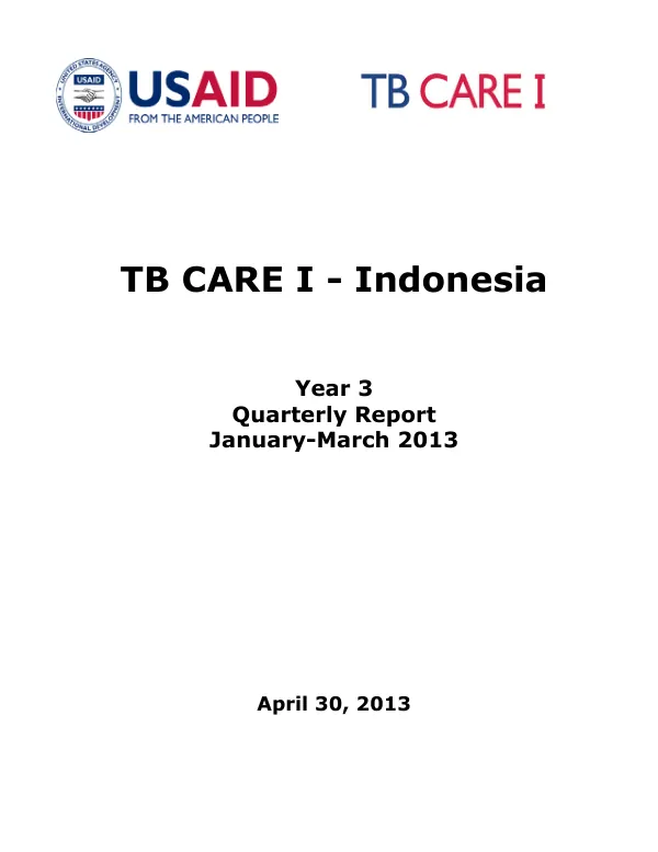 TB CARE I - Indonesia Year 3 Quarterly Report January-March 2013