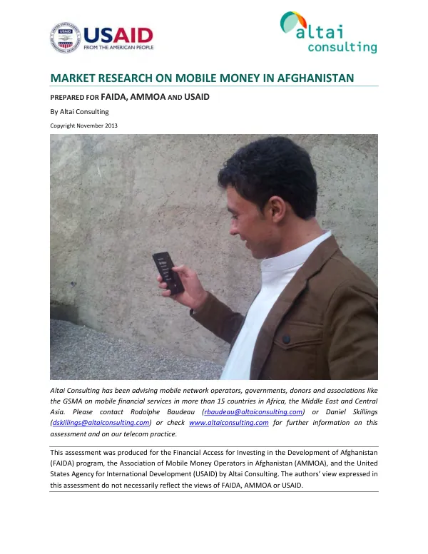 Market Research on Mobile Money in Afghanistan