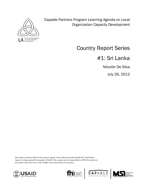 Country Report #1 – Sri Lanka