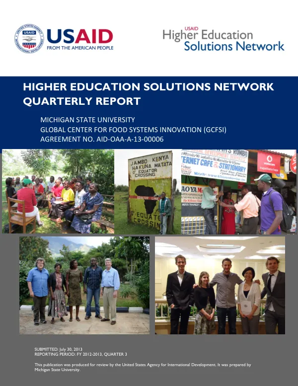 Third Quarterly Report: Global Center for Food Systems Innovation