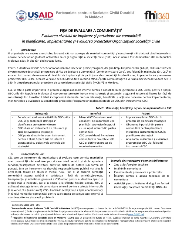 Parteneriate pentru o Societate Civilă Durabilă în Moldova
