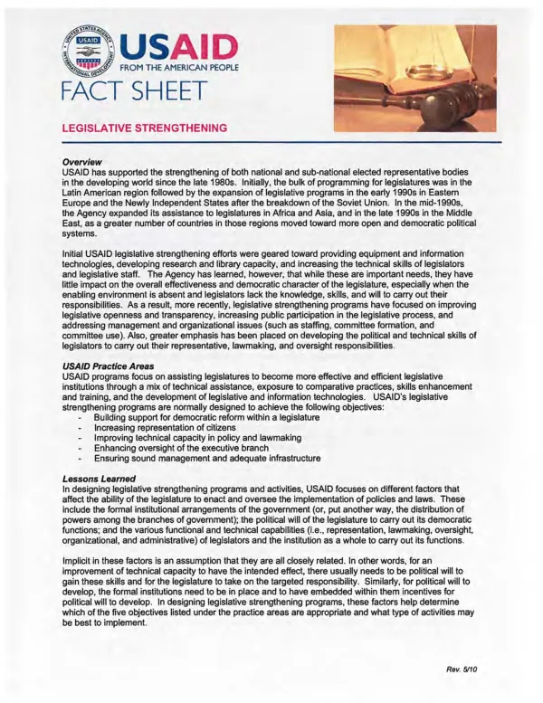 Legislative Strengthening Fact Sheet