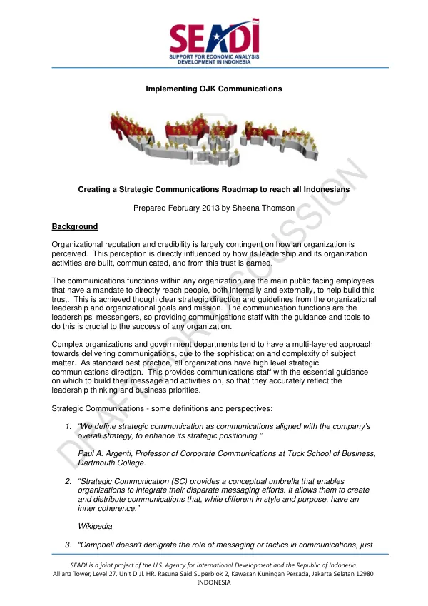 Creating a Strategic Communications Roadmap to reach all Indonesians