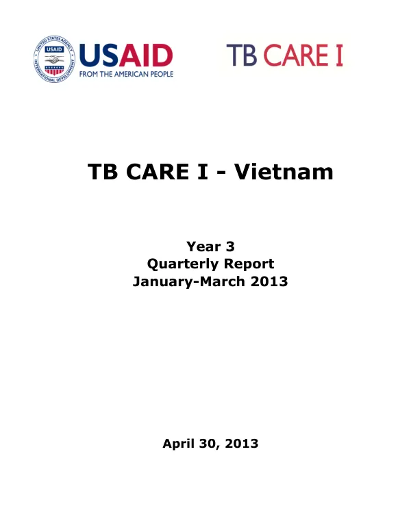 TB CARE I - Vietnam Year 3 Quarterly Report January-March 2013