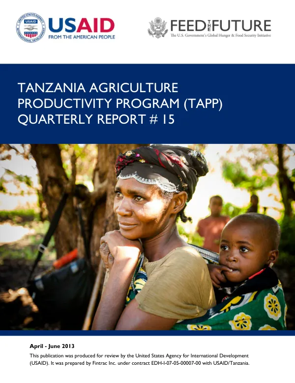 Tanzania Agriculture Productivity Program (TAPP) Quarterly Report #15