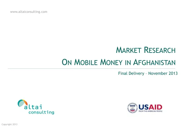 Market Research on Mobile Money in Afghanistan