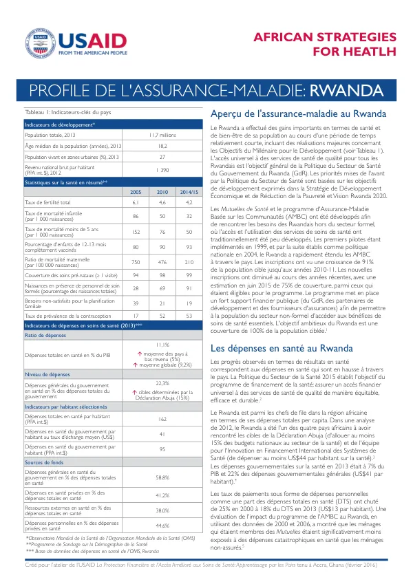 Profile de l'Assurance-Maladie: Rwanda