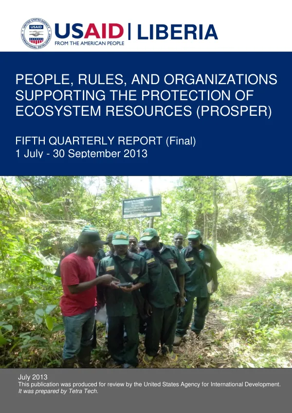People, Rules, and Organizations Supporting the Protection of Ecosystem Resources (PROSPER) Fifth Quarterly Report (Final)