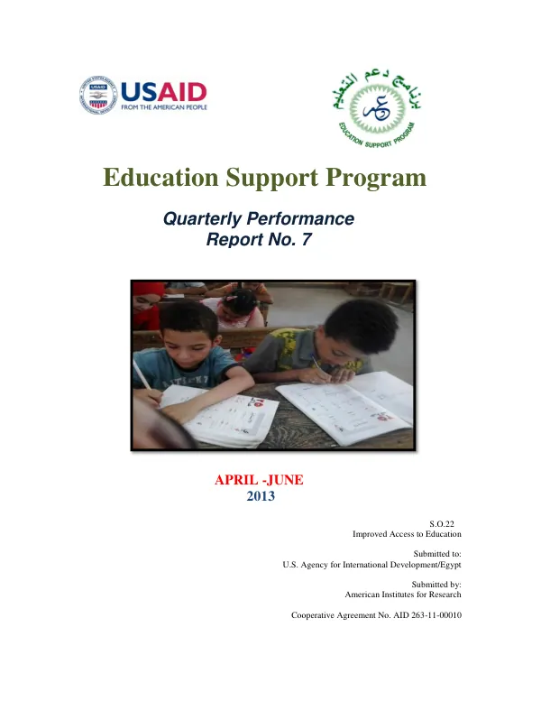 Quarterly Performance Report No. 7: Education Support Program