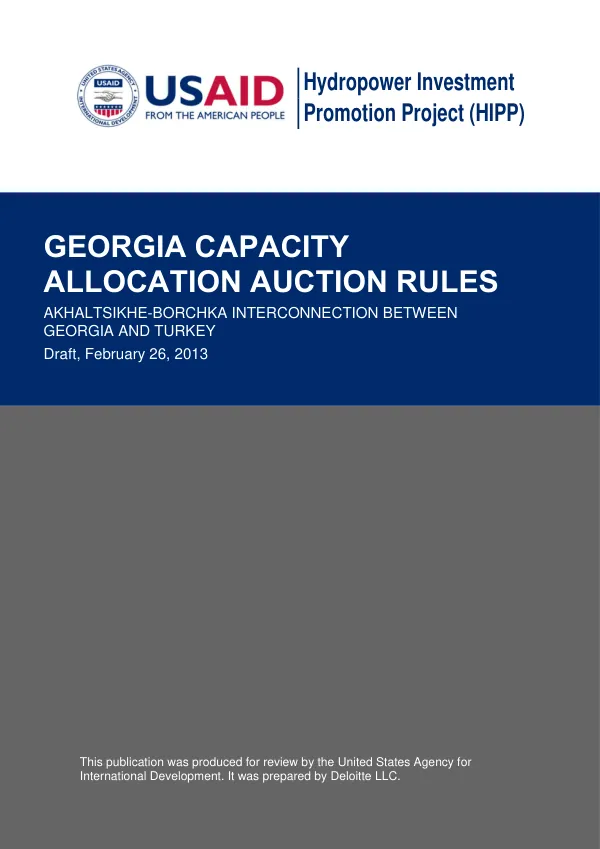 Hydropower Investment Promotion Project (HIPP) - Georgia Capacity Allocation Auction Rules