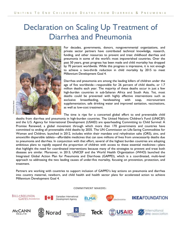 Declaration on Scaling Up Treatment of Diarrhea and Pneumonia