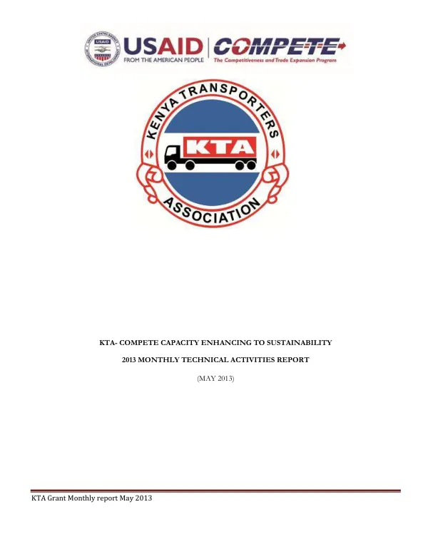 KTA Grant Monthly report May 2013