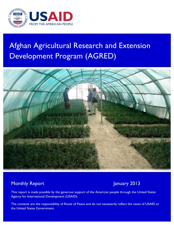 AGRED Monthly Report January 2013