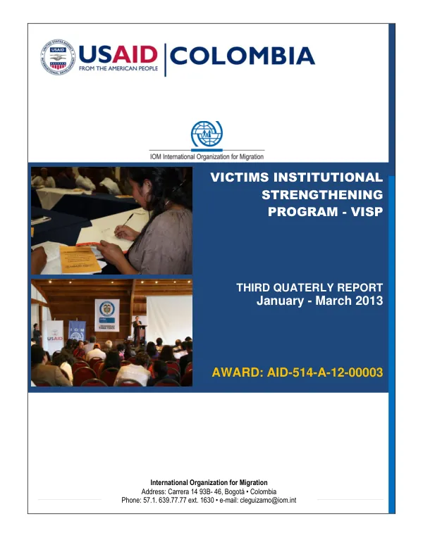 Third Quaterly Report: Victims Institutional Strengthening Program - VISP