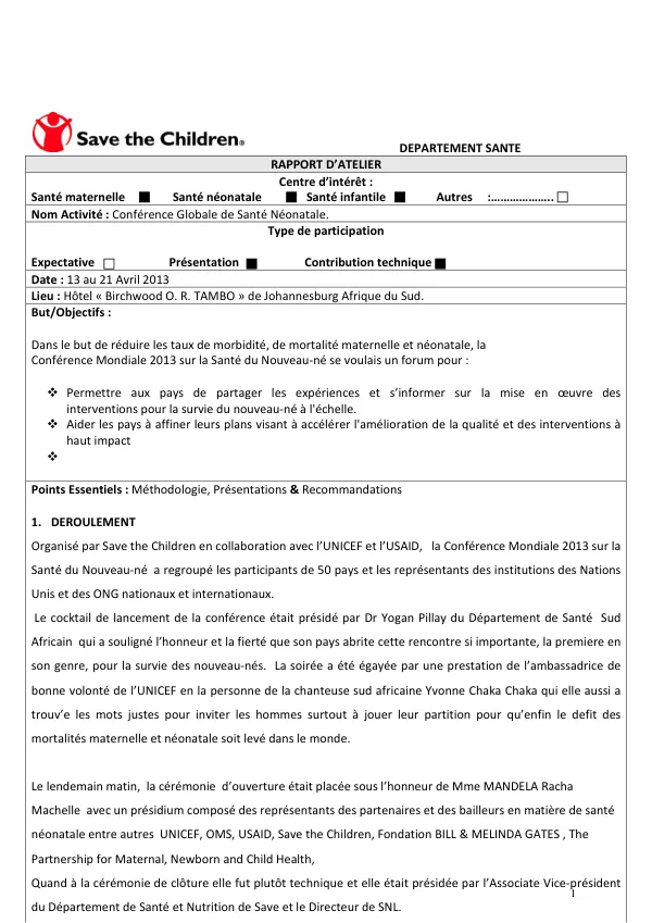 Rapport D’Atelier
