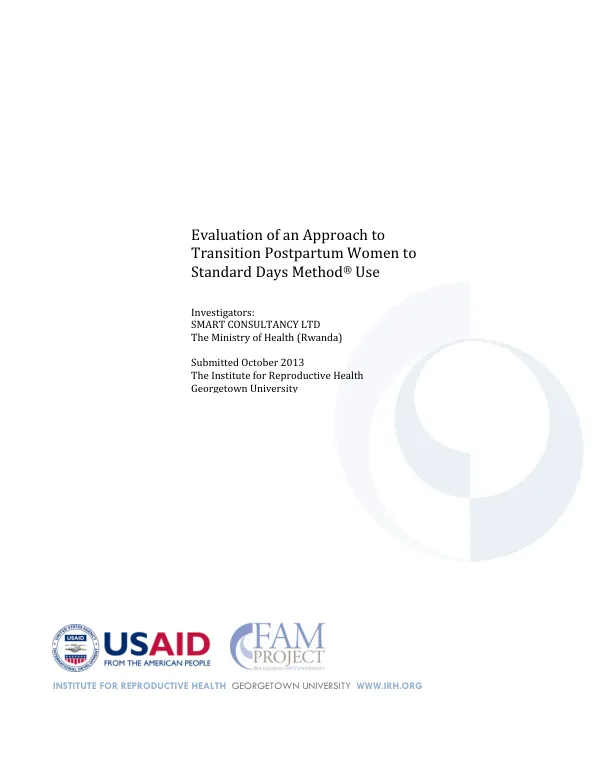 Evaluation of an Approach to Transition Postpartum Women to Standard Days Method Use