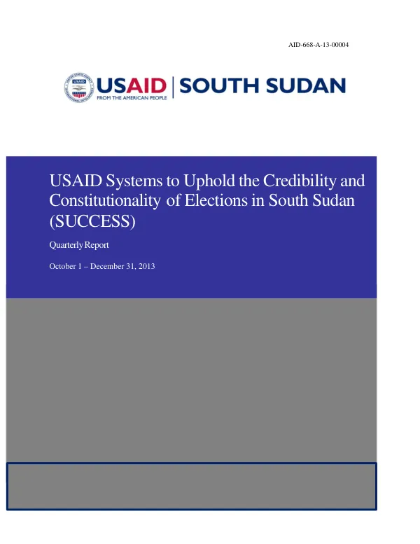 USAID Systems to Uphold the Credibility and Constitutionality of Elections in South Sudan (SUCCESS)