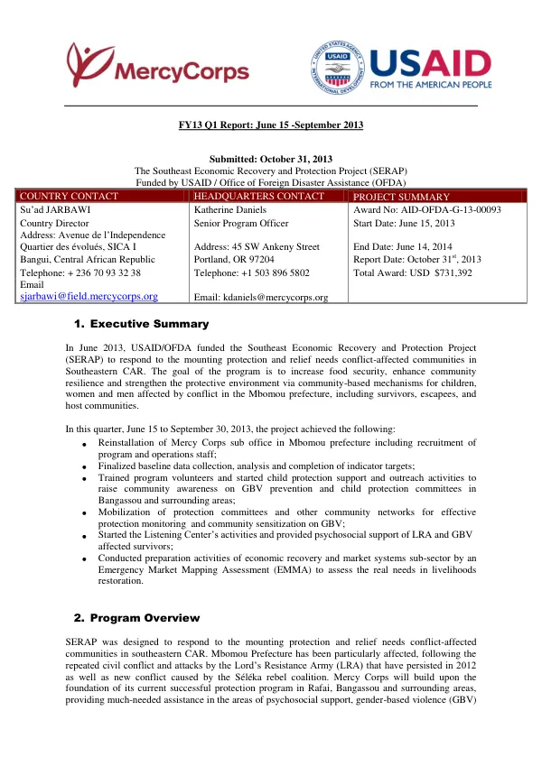 SECOND QUARTERLY REPORT FOR USG FY 2011