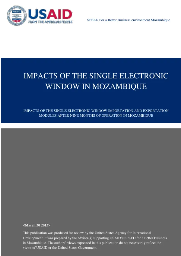 Impacts of the Single Electronic Window in Mozambique