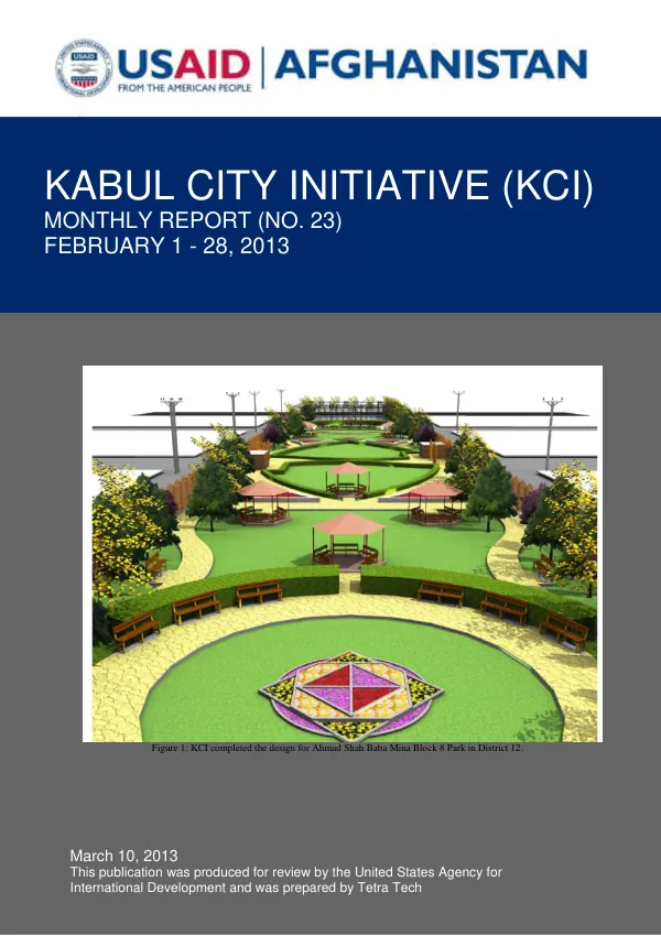 Kabul City Initiative (KCI) Monthly Report: February 2013