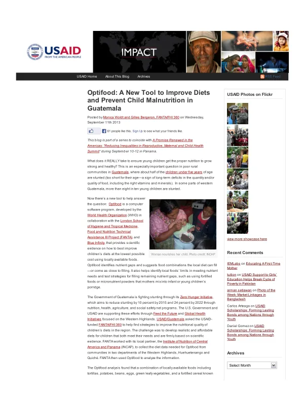 Optifood: A New Tool to Improve Diets and Prevent Child Malnutrition in Guatemala